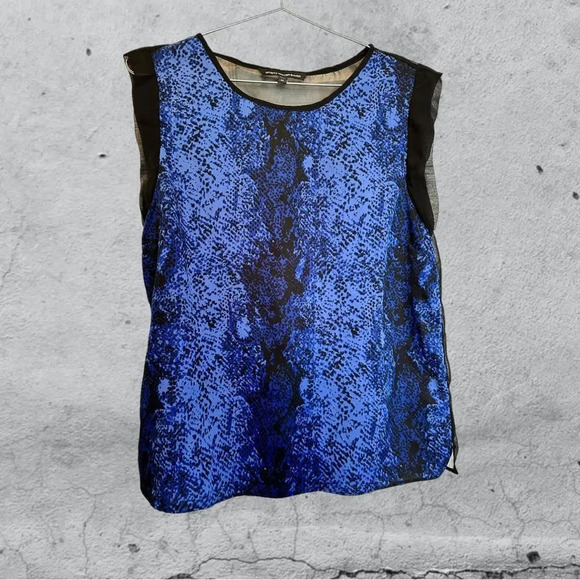 W118 by Walter Baker Blue Snake Print Sheer Back Top size Medium - Picture 1 of 5